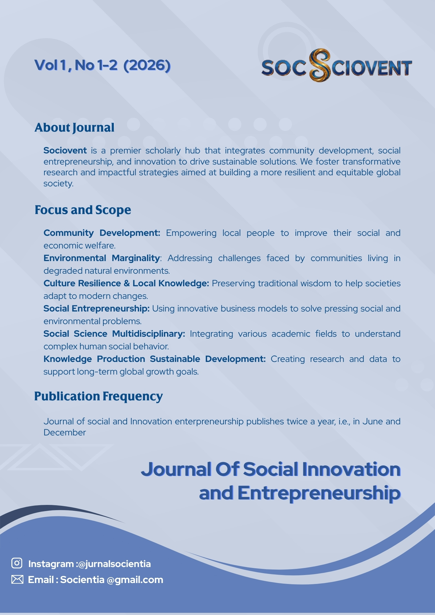 					View Vol. 1 No. 1 (2026): Social Innovation and Enterpreunership
				