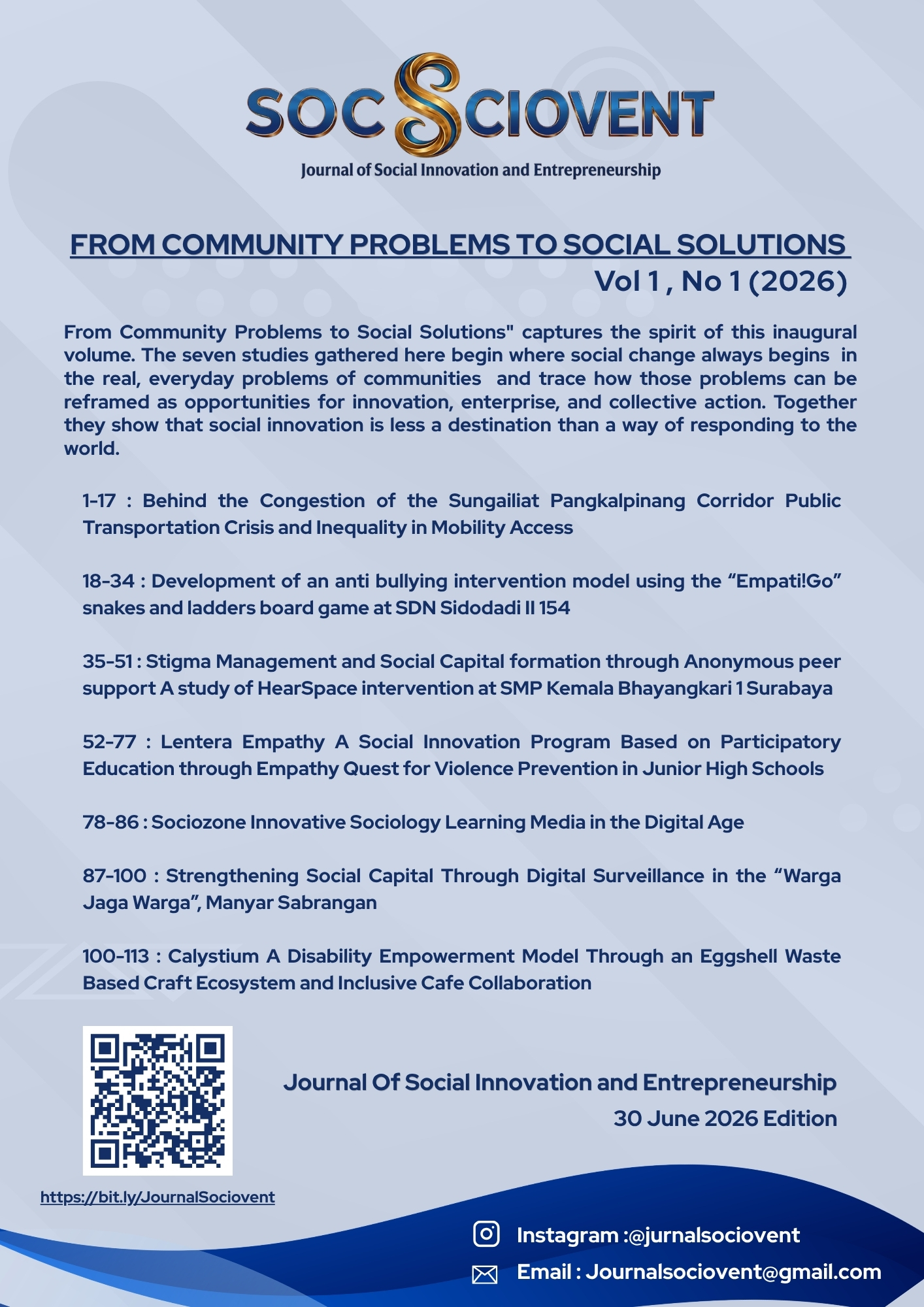					View Vol. 1 No. 01 (2026): "From Community Problems to Social Solutions" 
				