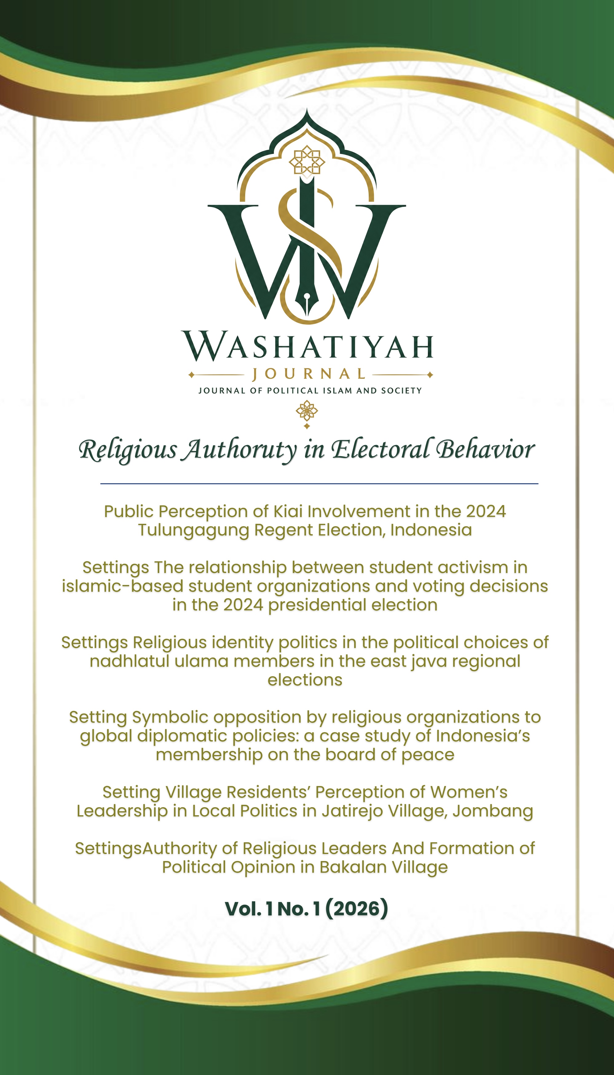 Wasathiyah: Journal of Political Islam and Society